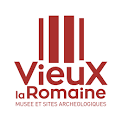 Logo du musée Vieux la Romaine, présentant les sites archéologiques près de Feuguerolles-Bully.