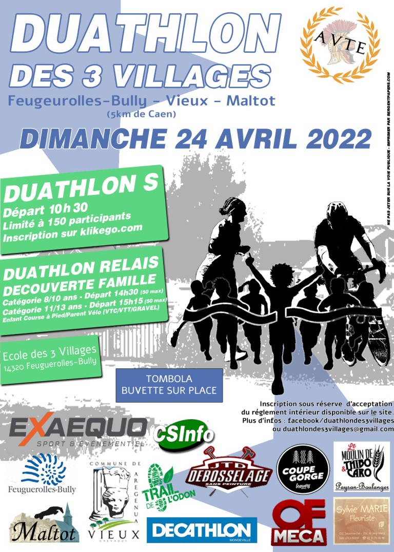 Duathlon des 3 villages le dimanche 24 avril 2022