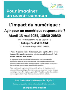 Conférence « l’impact du numérique, agir pour un numérique responsable ? » mardi 13 mai 2025