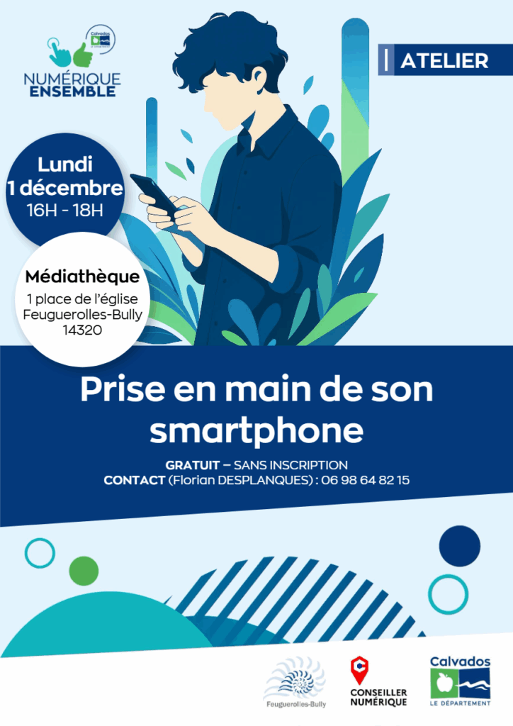 Atelier gratuit sur l'utilisation des smartphones, le 1er décembre, à la médiathèque de Feuguerolles-Bully.