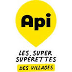 logo_api Logo d'Api, les super supérettes des villages, sur fond jaune.