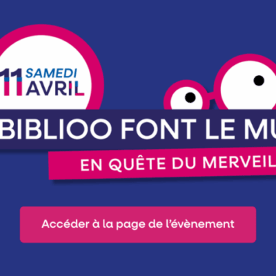 Bannière pour l'événement "Biblioloo font le mur !", prévu le 11 avril, sur le site de Feuguerolles-Bully.