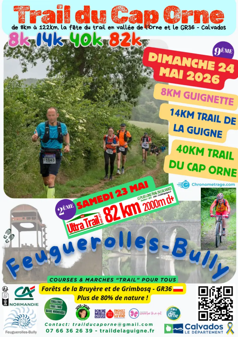 Trail du Cap Orne les 23 et 24 mai 2026 - Feuguerolles Bully