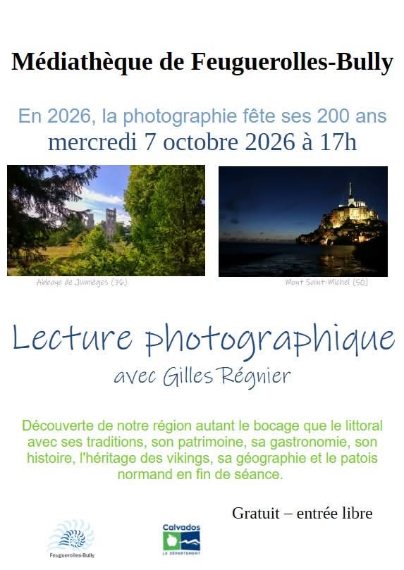 Lecture photographique à la médiathèque mercredi 7 octobre 2026